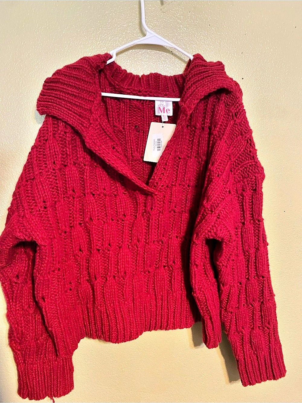 Me Red Cowl Neck Sweater Size Large NWT
